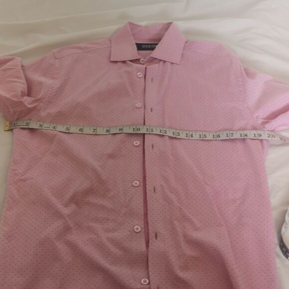 Strauss Men Button Down Shirt & Tie Combo Tie 100% Silk 14.5 Pink - Picture 14 of 16